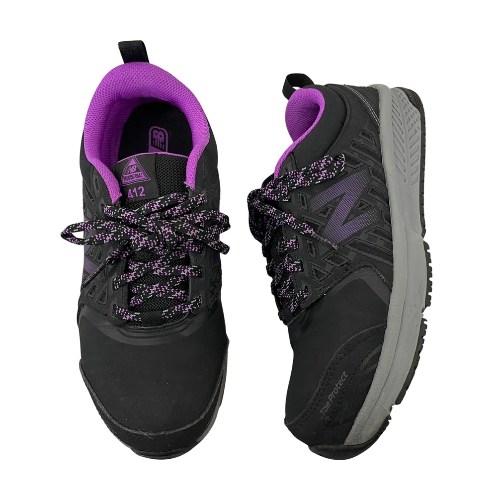 New Balance Size 8 Industrial 412 v1 Black Purple Toe Protect Work Shoes Womens